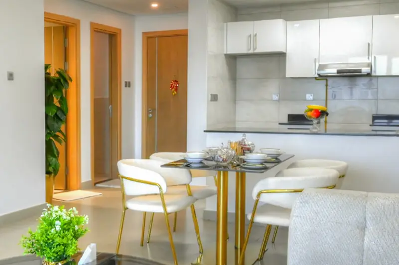 Living and dining space in a Dugasta residence